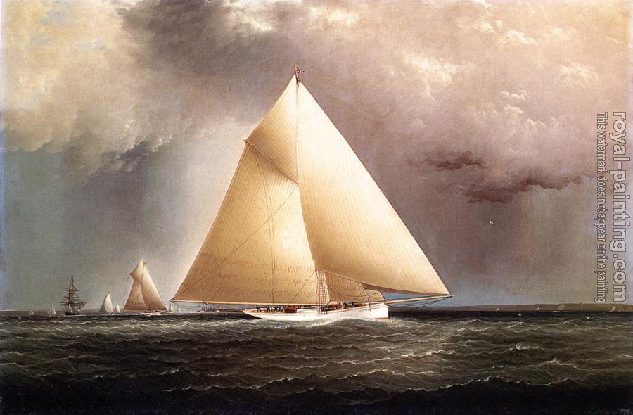 James E Buttersworth : Gracie, Vision and Cornelia rounding Sandy Hook in the New York Yacht Club Regatta